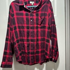 Lucky Brand Red and Black Checkered Shirt
